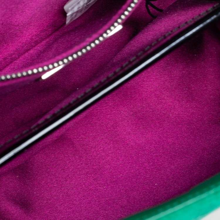 Pre Owned Carolina Herrera Green Floral Embossed Satin Tote