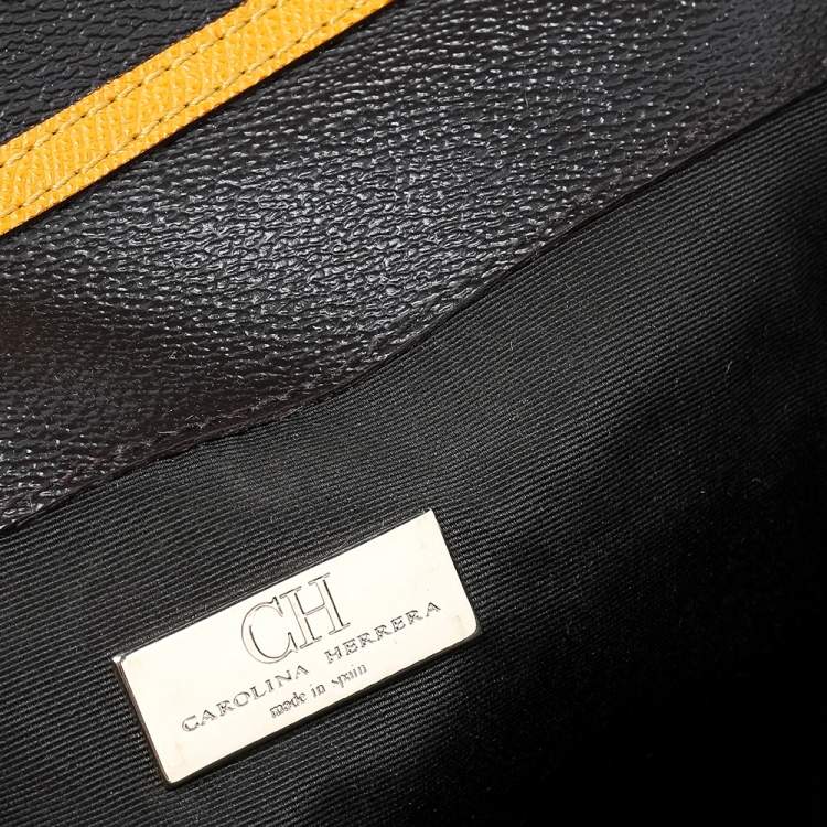 Pre Owned Carolina Herrera Multicolor Monogram Canvas And Leather Flap Shoulder Bag