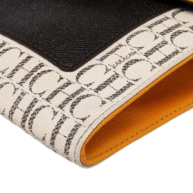 Pre Owned Carolina Herrera Multicolor Monogram Canvas And Leather Flap Shoulder Bag