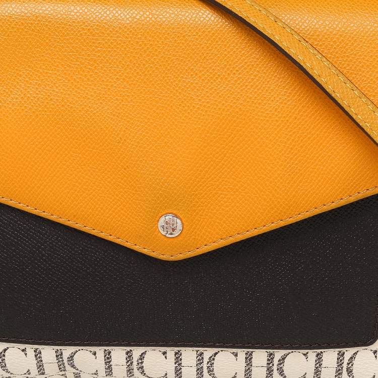 Pre Owned Carolina Herrera Multicolor Monogram Canvas And Leather Flap Shoulder Bag