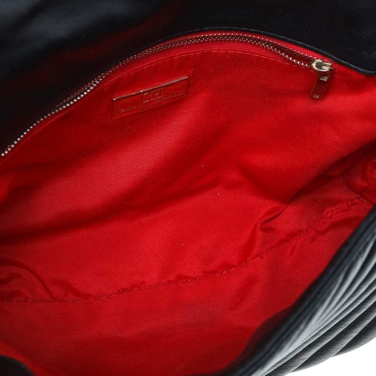 Pre Owned Carolina Herrera Black Quilted Leather Flap Shoulder Bag