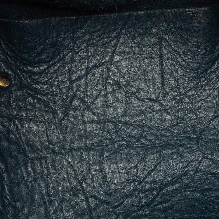 Pre Owned Carolina Herrera Teal Green Monogram Leather Matryoshka Tote