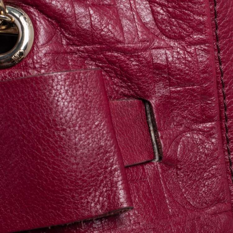 Pre Owned Carolina Herrera Maroon Monogram Leather Audrey Tote