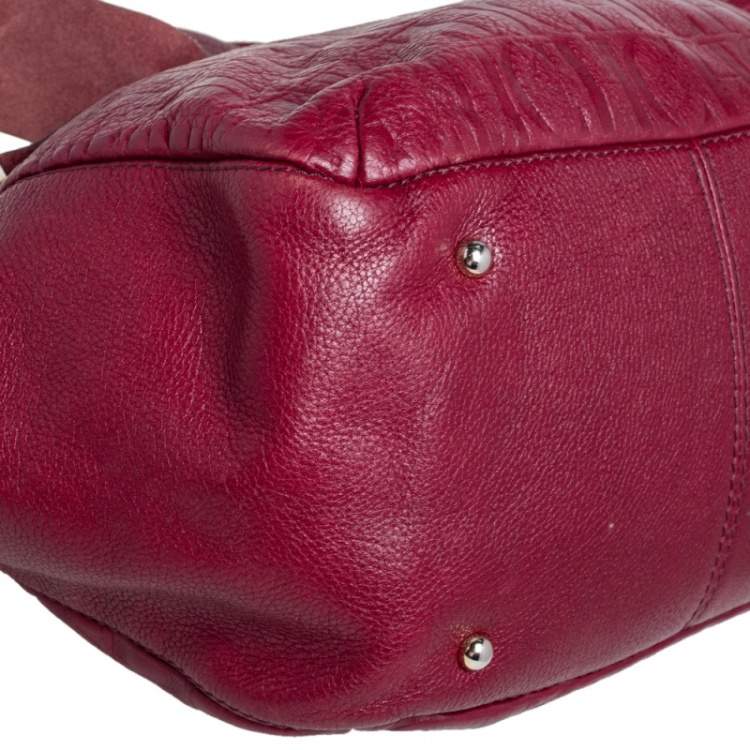 Pre Owned Carolina Herrera Maroon Monogram Leather Audrey Tote