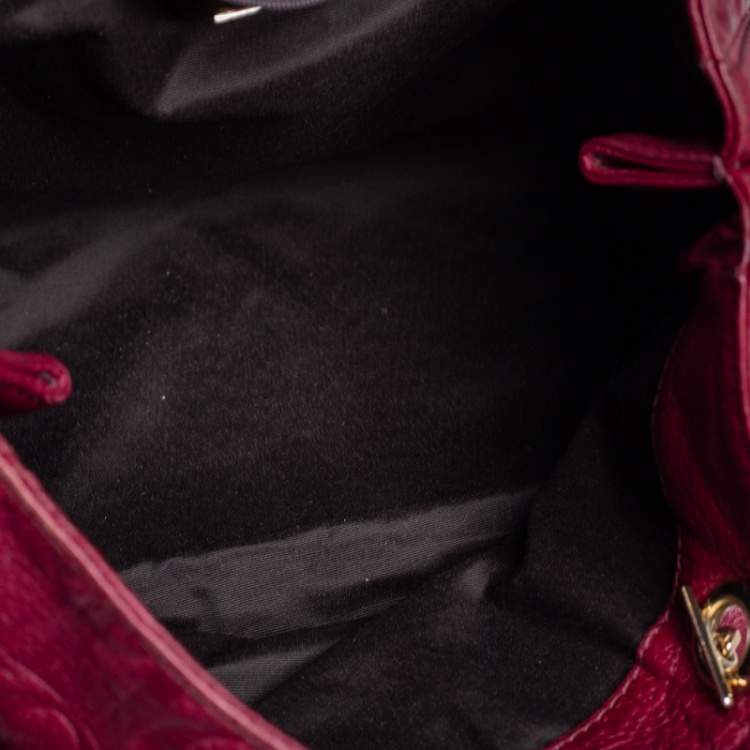 Pre Owned Carolina Herrera Maroon Monogram Leather Audrey Tote