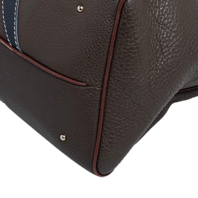 Pre Owned Carolina Herrera Brown Grained Leather Boston Bag