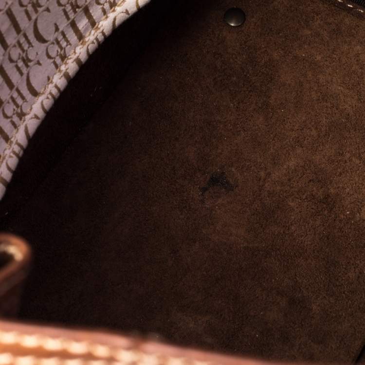 Pre Owned Carolina Herrera Brown Monogram Embossed Leather Andy Tote