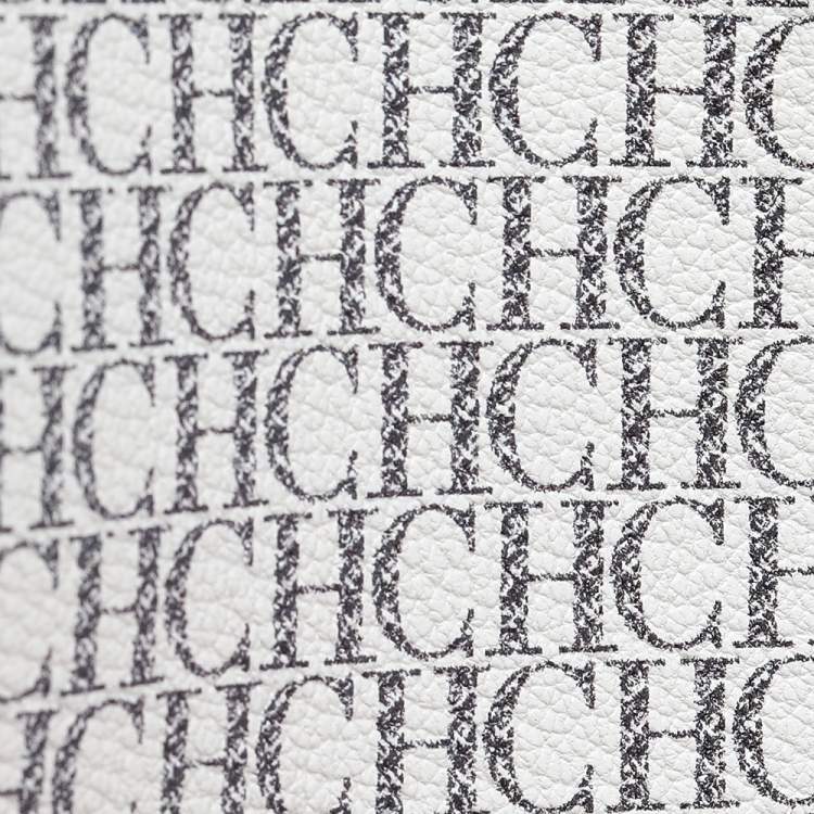 Pre Owned Carolina Herrera Cream Monogram Coated Canvas Shopper Tote