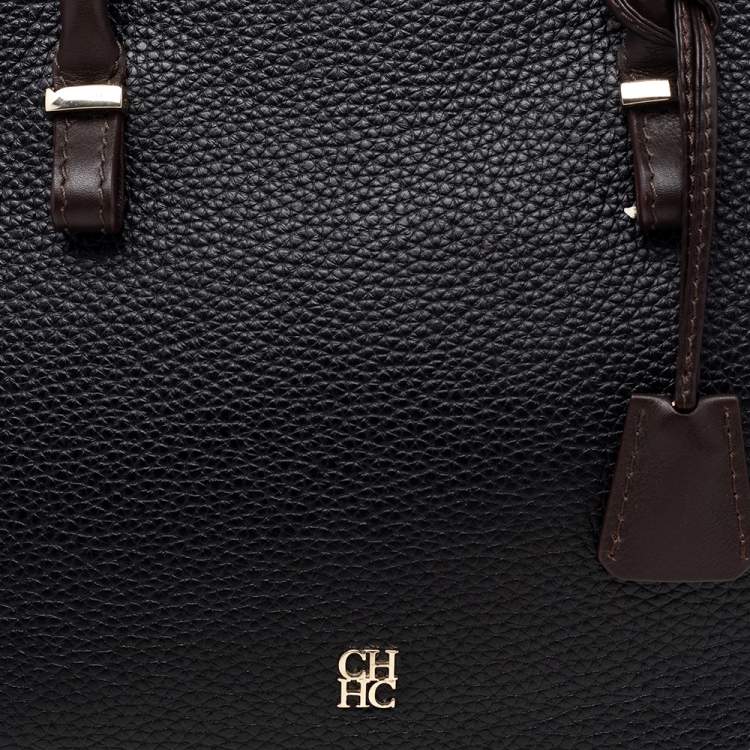 Pre Owned CH Carolina Herrera Black/ Brown Leather Tote