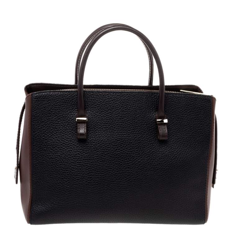 Pre Owned CH Carolina Herrera Black/ Brown Leather Tote