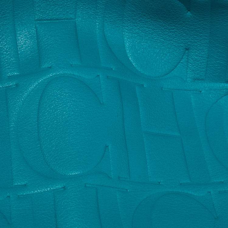 Pre Owned Carolina Herrera Blue Monogram Leather Matryoshka Tote