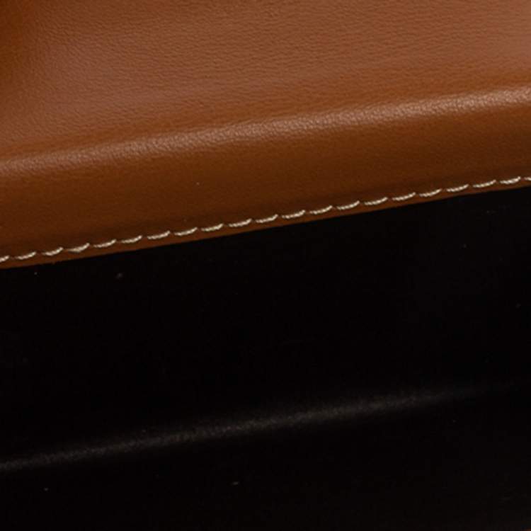 Pre Owned Carolina Herrera Tan Monogram Leather Matryoshka Lock Compact Wallet