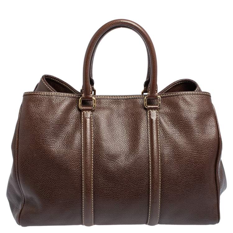 Pre Owned Carolina Herrera Brown Leather Large Matteo Tote