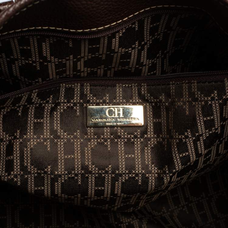 Pre Owned Carolina Herrera Brown Leather Large Matteo Tote