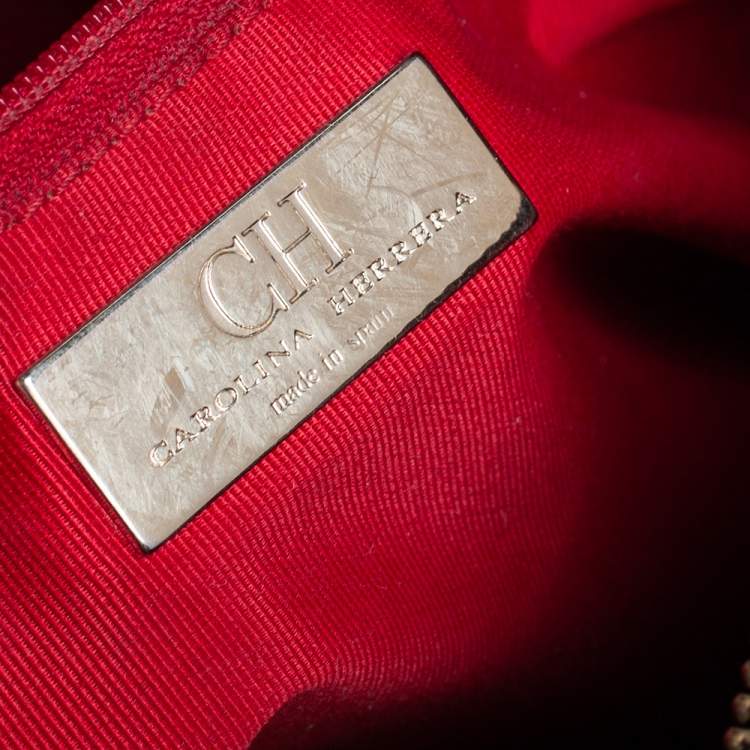 Pre Owned Carolina Herrera Navy Blue Pebbled Leather Maria Shoulder Bag