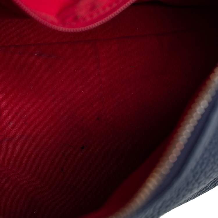 Pre Owned Carolina Herrera Navy Blue Pebbled Leather Maria Shoulder Bag