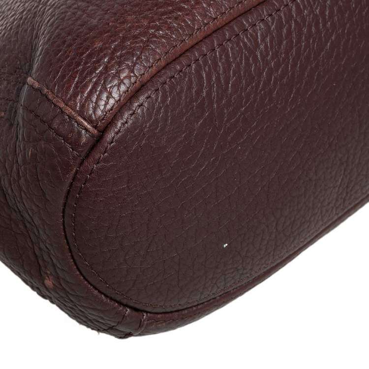 Pre Owned Carolina Herrera Dark Brown Leather Tassel Chain Shoulder Bag