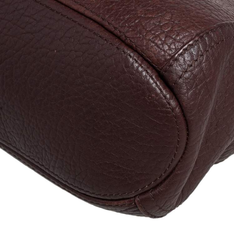 Pre Owned Carolina Herrera Dark Brown Leather Tassel Chain Shoulder Bag