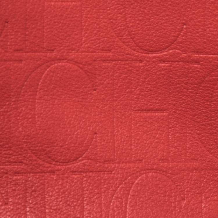 Pre Owned Carolina Herrera Red Monogram Leather Matryoshka Tote