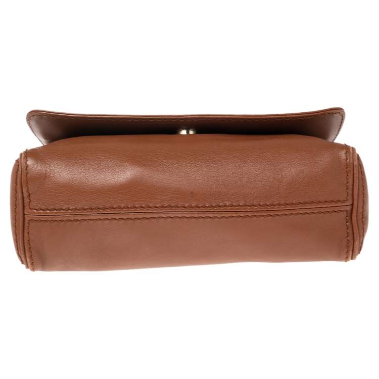 Pre Owned Carolina Herrera Brown Leather New Baltazar Shoulder Bag