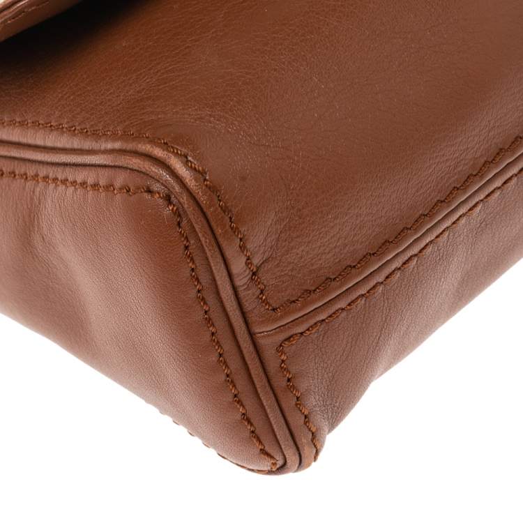 Pre Owned Carolina Herrera Brown Leather New Baltazar Shoulder Bag