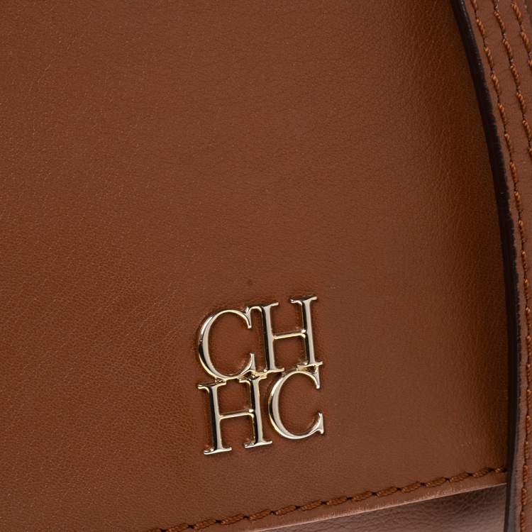 Pre Owned Carolina Herrera Brown Leather New Baltazar Shoulder Bag