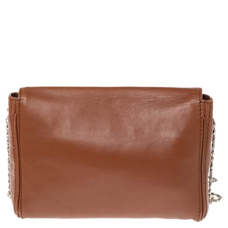 Pre Owned Carolina Herrera Brown Leather New Baltazar Shoulder Bag