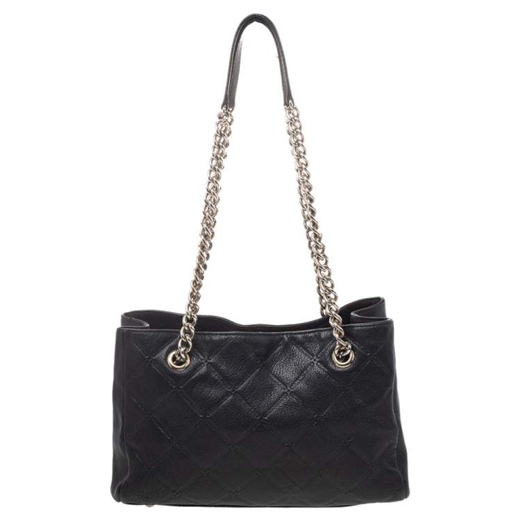 Pre Owned Carolina Herrera Black Leather Chain Shoulder Bag