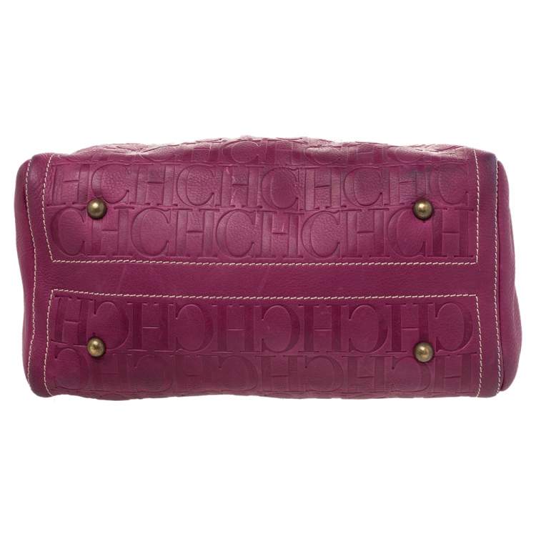 مملوكة مسبقًا Carolina Herrera Pink Monogram Leather Large Andy Boston Bag