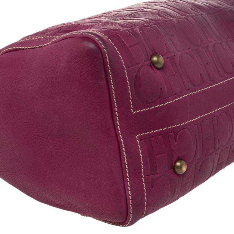 مملوكة مسبقًا Carolina Herrera Pink Monogram Leather Large Andy Boston Bag