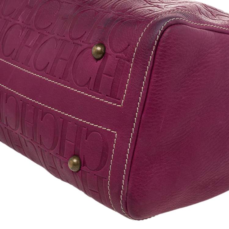 مملوكة مسبقًا Carolina Herrera Pink Monogram Leather Large Andy Boston Bag