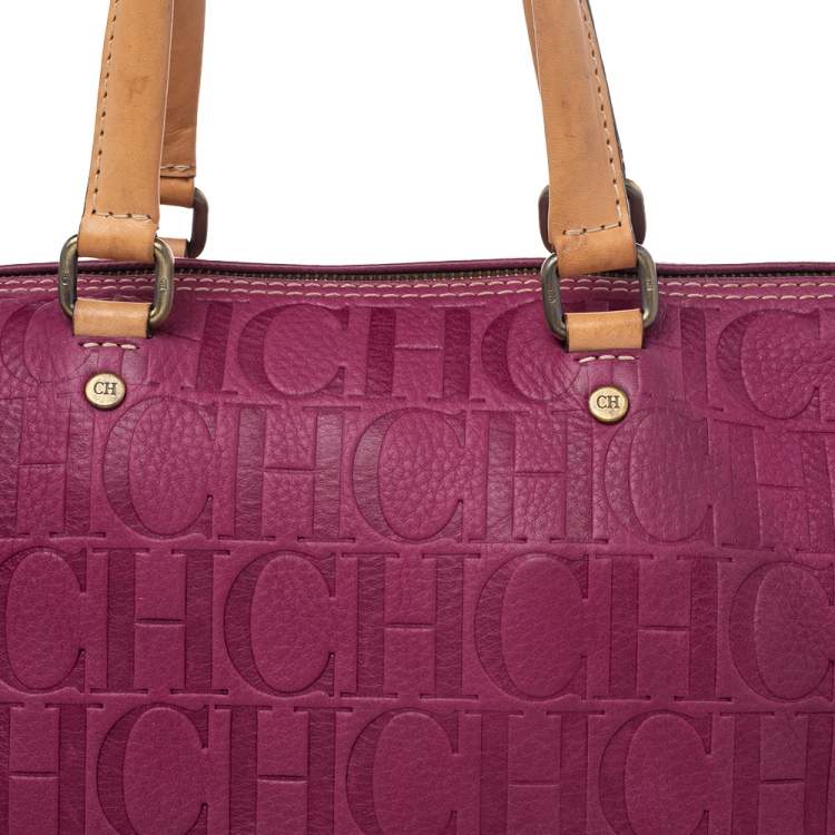 مملوكة مسبقًا Carolina Herrera Pink Monogram Leather Large Andy Boston Bag