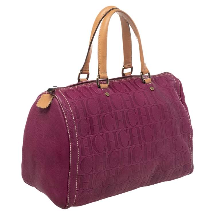 مملوكة مسبقًا Carolina Herrera Pink Monogram Leather Large Andy Boston Bag