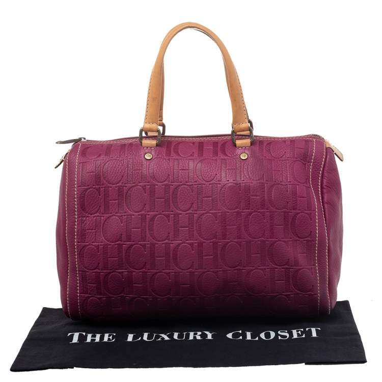 مملوكة مسبقًا Carolina Herrera Pink Monogram Leather Large Andy Boston Bag