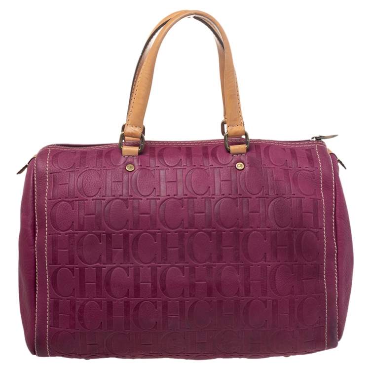 مملوكة مسبقًا Carolina Herrera Pink Monogram Leather Large Andy Boston Bag