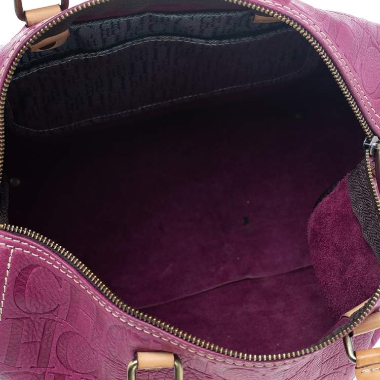 مملوكة مسبقًا Carolina Herrera Pink Monogram Leather Large Andy Boston Bag