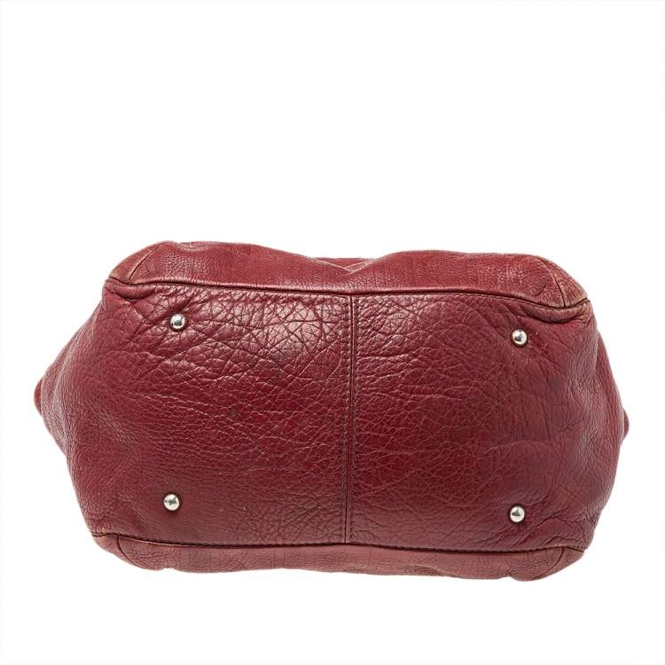 Pre Owned Carolina Herrera Burgundy Monogram Leather Audrey Tote