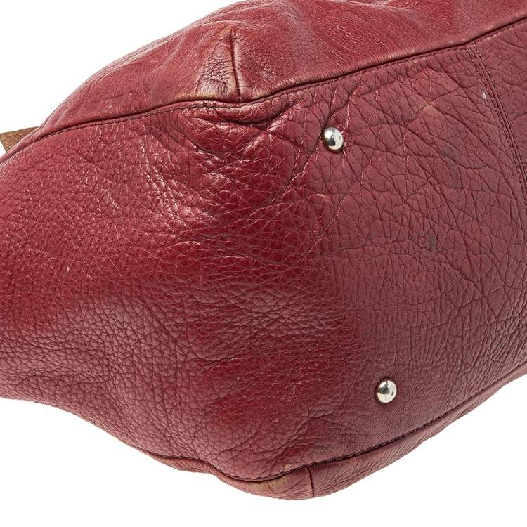 Pre Owned Carolina Herrera Burgundy Monogram Leather Audrey Tote