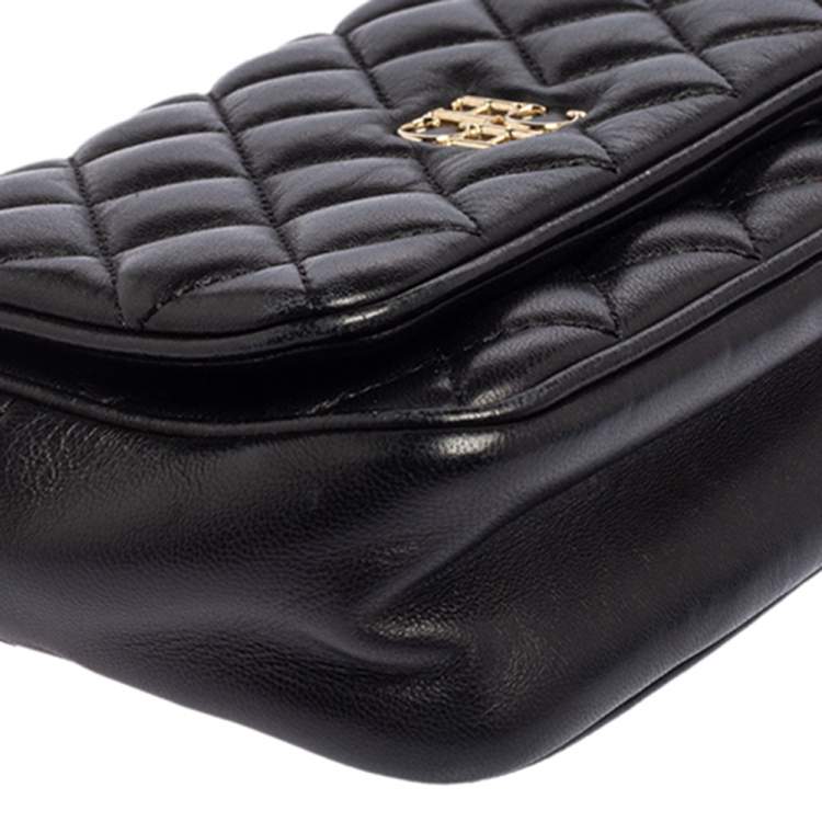 Pre Owned Carolina Herrera Black Quilted Leather Chain Crossbody Bag
