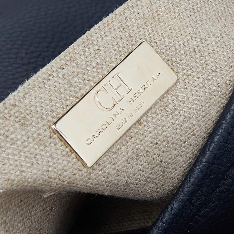 Pre Owned Carolina Herrera Black/Red Leather And Suede Shoulder Bag