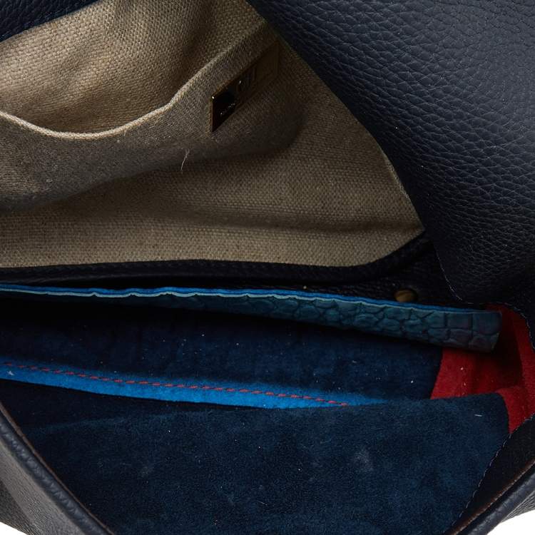 Pre Owned Carolina Herrera Black/Red Leather And Suede Shoulder Bag