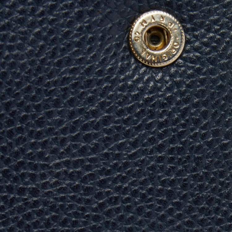 Pre Owned Carolina Herrera Dark Blue Leather Tri Fold Wallet
