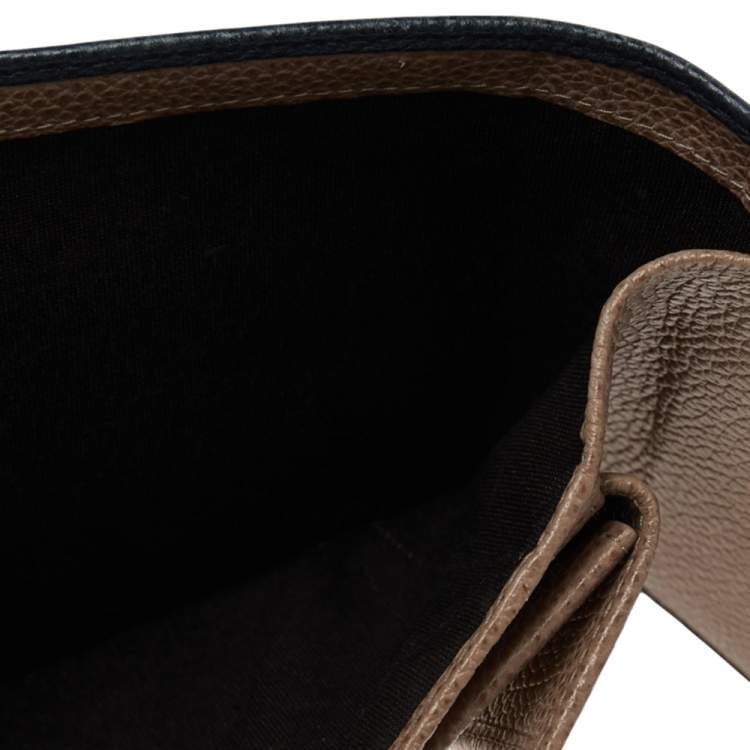 Pre Owned Carolina Herrera Dark Blue Leather Tri Fold Wallet