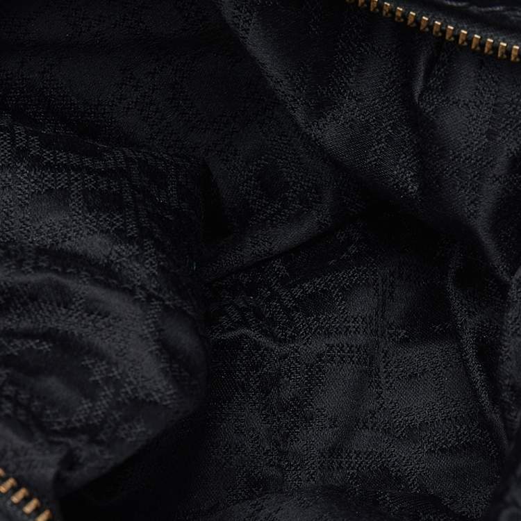 Pre Owned Carolina Herrera Black Pebbled Leather Camera Tassel Shoulder Bag