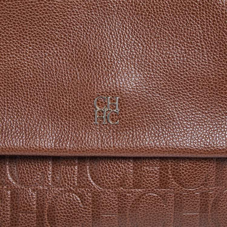 Pre Owned Carolina Herrera Brown Leather Minuetto Top Handle Bag