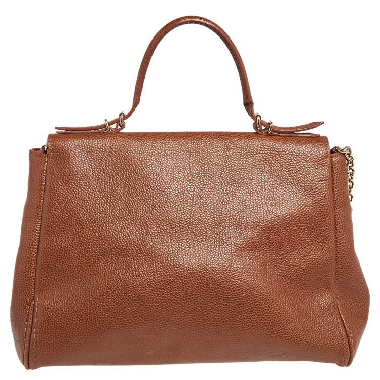 Pre Owned Carolina Herrera Brown Leather Minuetto Top Handle Bag