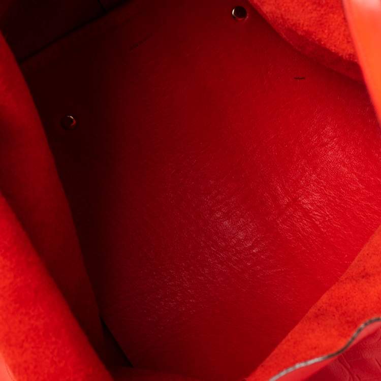 Pre Owned Carolina Herrera Red Monogram Leather Matryoshka Tote