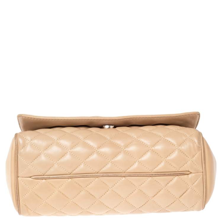 Pre Owned Carolina Herrera Beige Quilted Leather Chain Shoulder Bag