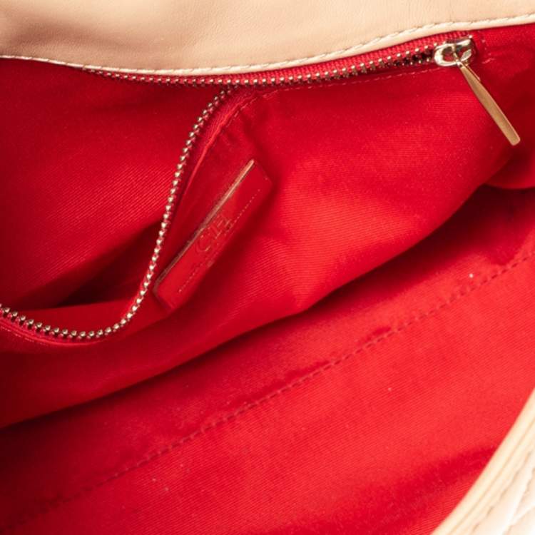 Pre Owned Carolina Herrera Beige Quilted Leather Chain Shoulder Bag