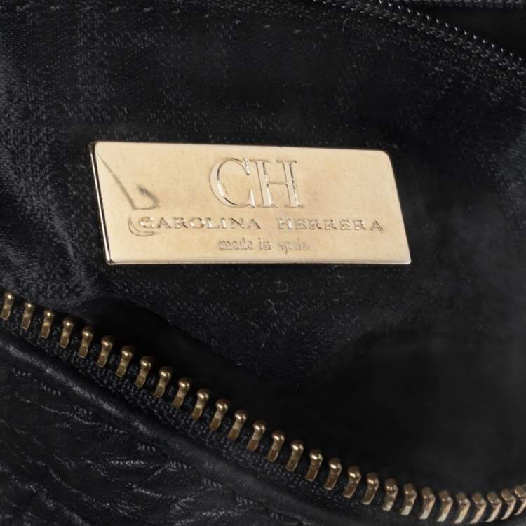 Pre Owned Carolina Herrera Black Leather Chain Tassel Hobo